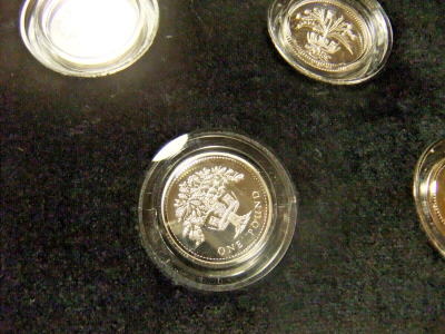 STUNNING 1983-1989 UK Royal Mint Set of 7 Silver proof 1 Pound PIEDFORT Coins