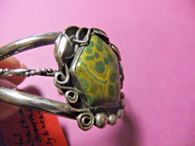 RARE Stunning Vintage JASPER Stone and Silver Ladies' Bracelet