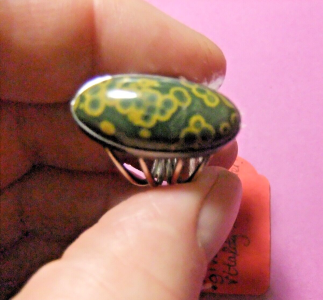 RARE Stunning Vintage JASPER Stone and Silver Ladies' Ring